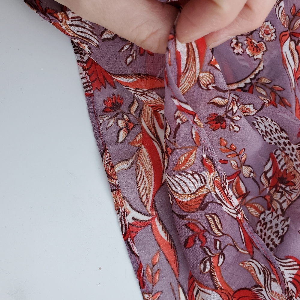 Cabi Small Blouse Good Luck Crane Shirt Mauve Sleeveless Peplum Top Flowy Bows - Picture 12 of 15